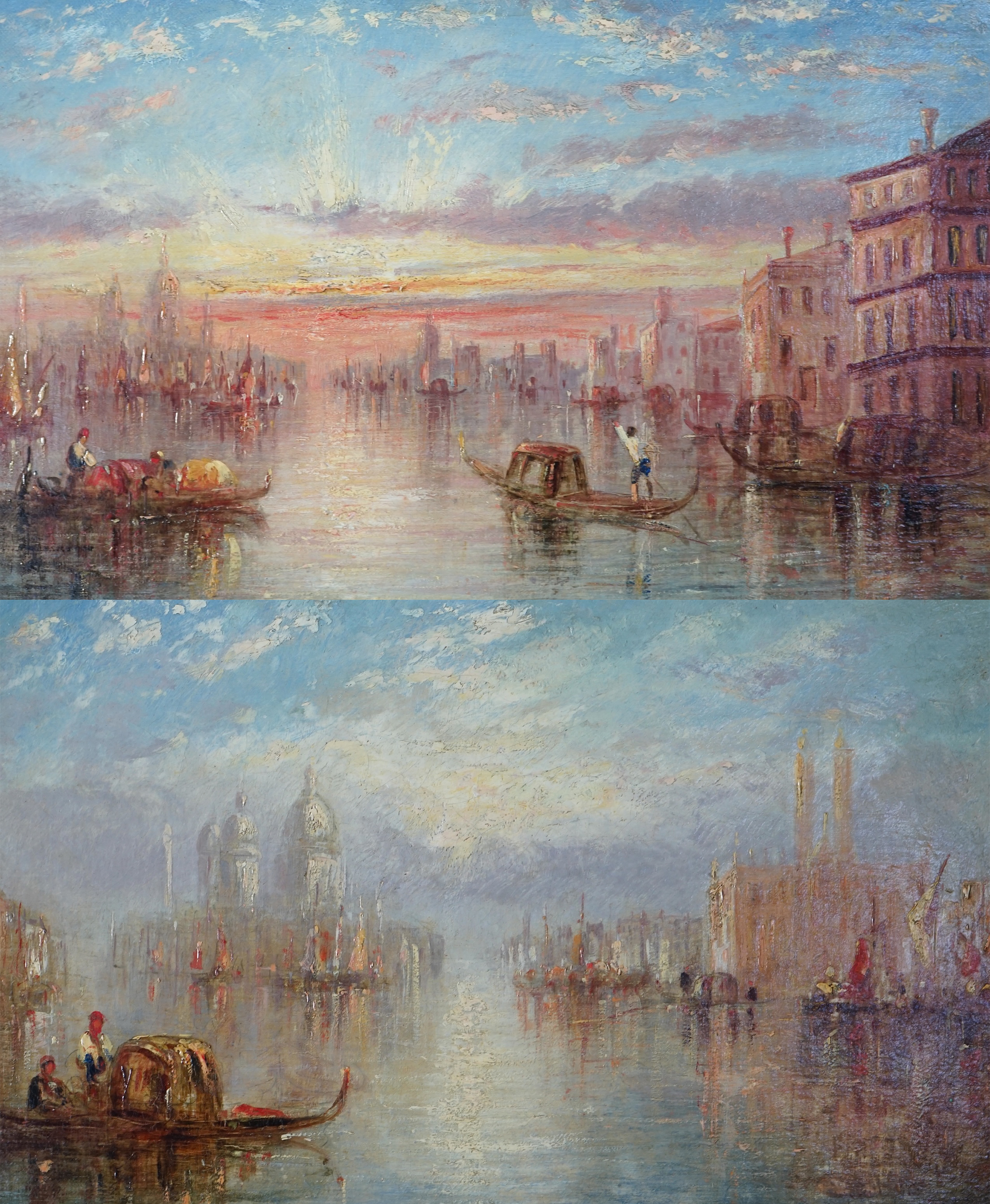 Manner of Alfred Pollentine (British, 1836-1890), Views of Venice, oils on canvas, a pair, 22 x 35cm